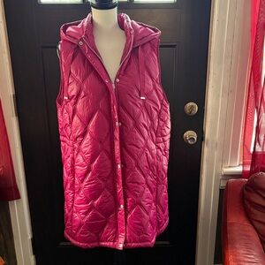 Maurices Fuchsia Quilted Hooded Vest
